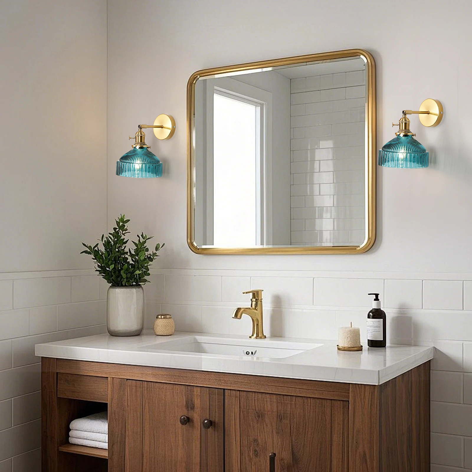 Lighting for Living Room Wall Decor Nordic Personality Green Glass Art Clear Fresh Air Aisle Mirror Headlight Bedroom Headlamp