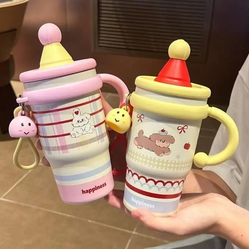 600ml Capacity Stainless Steel 316 Insulated Tumbler Cartoon Design Includes A Straw And Handle Suitable For Children Or As A C