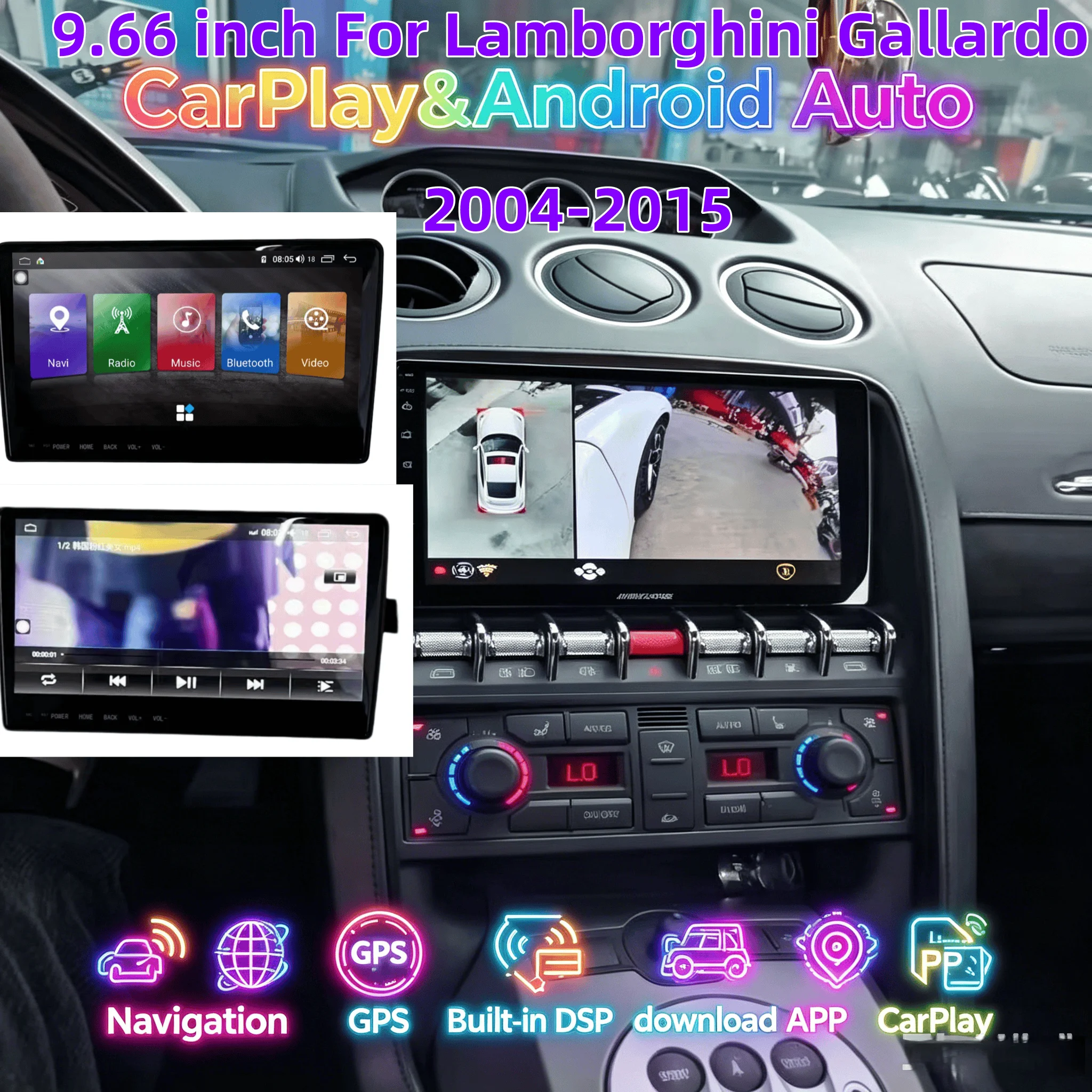 

Android Touch Screen Car Radio For Lamborghini Gallardo 2004-2015 Carplay GPS Central Multimedia Player Stereo Head Unit DSP