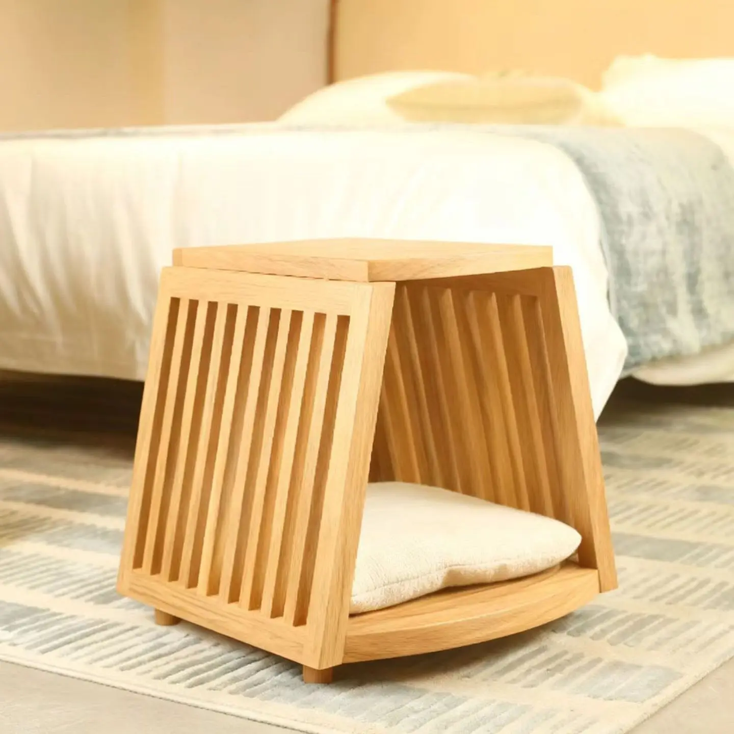 Nordic simplicity, cat kennel pet cabinet, solid wood bedside table, design sense, geometric shape