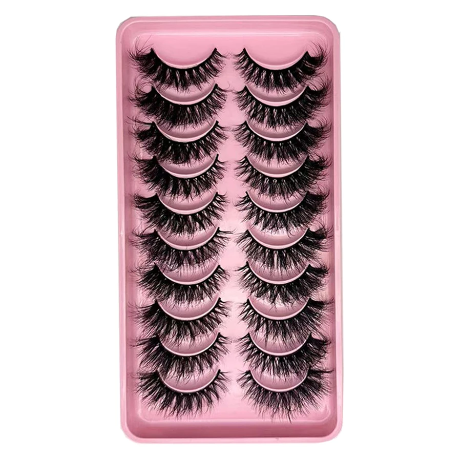 8D superdikke pluizige valse wimpers - 10-paar set, perfect voor herbruikbare wimpers voor beginners