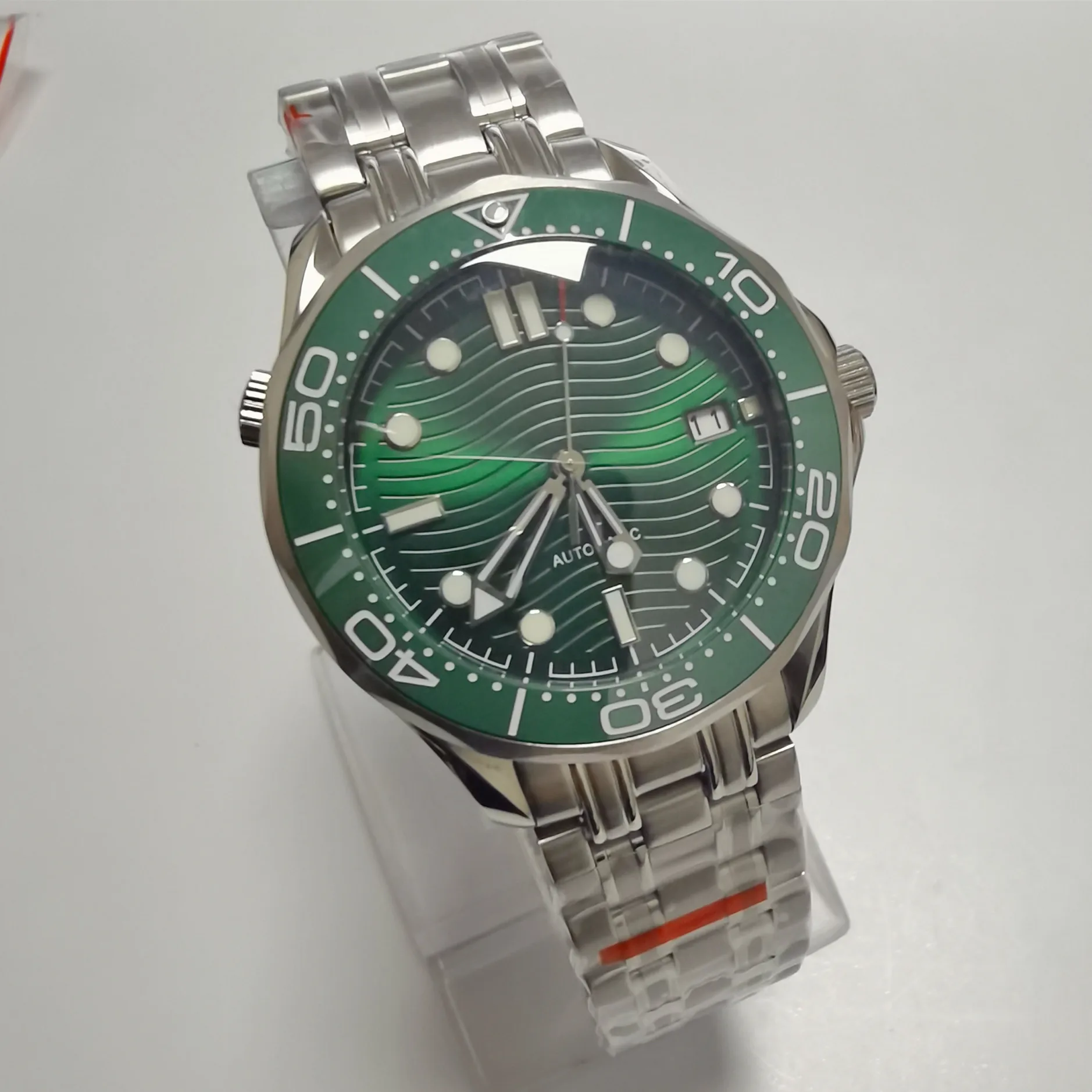 Imagem -03 - Sapphire Vidro Relógio Mecânico Green Seahorse Japão Nh35 Movimento Automático 41 mm Aço Inoxidável