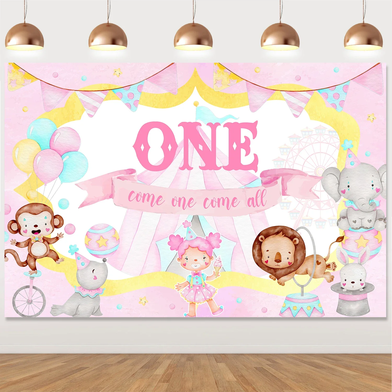 

Customizable Sursurprise-Pink Circus Theme Backdrop Carnival Circus, Birthday Decorations, Baby Girl Party Supplies