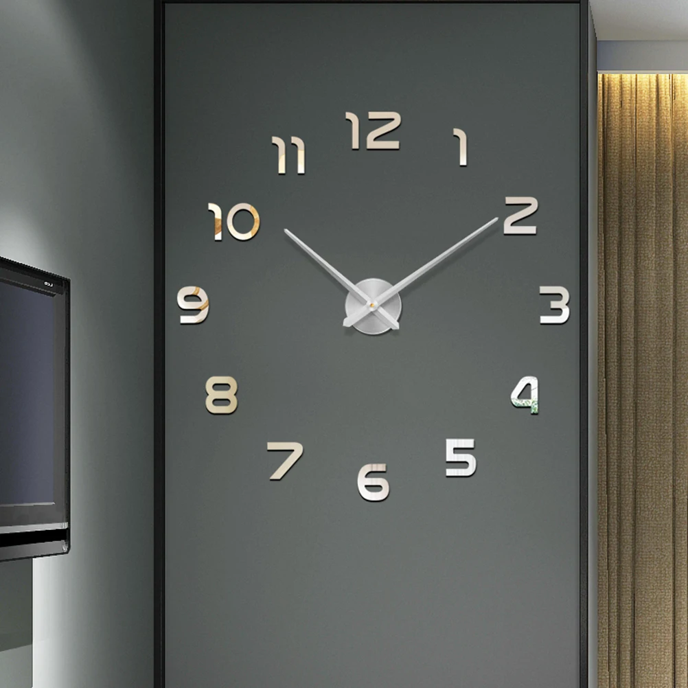 

Oversized Wall Clock Home Decor 12 Inch Self Adhesive Frameless Silent Clear Numbers Accurate Timekeeping Living Room Bedroom