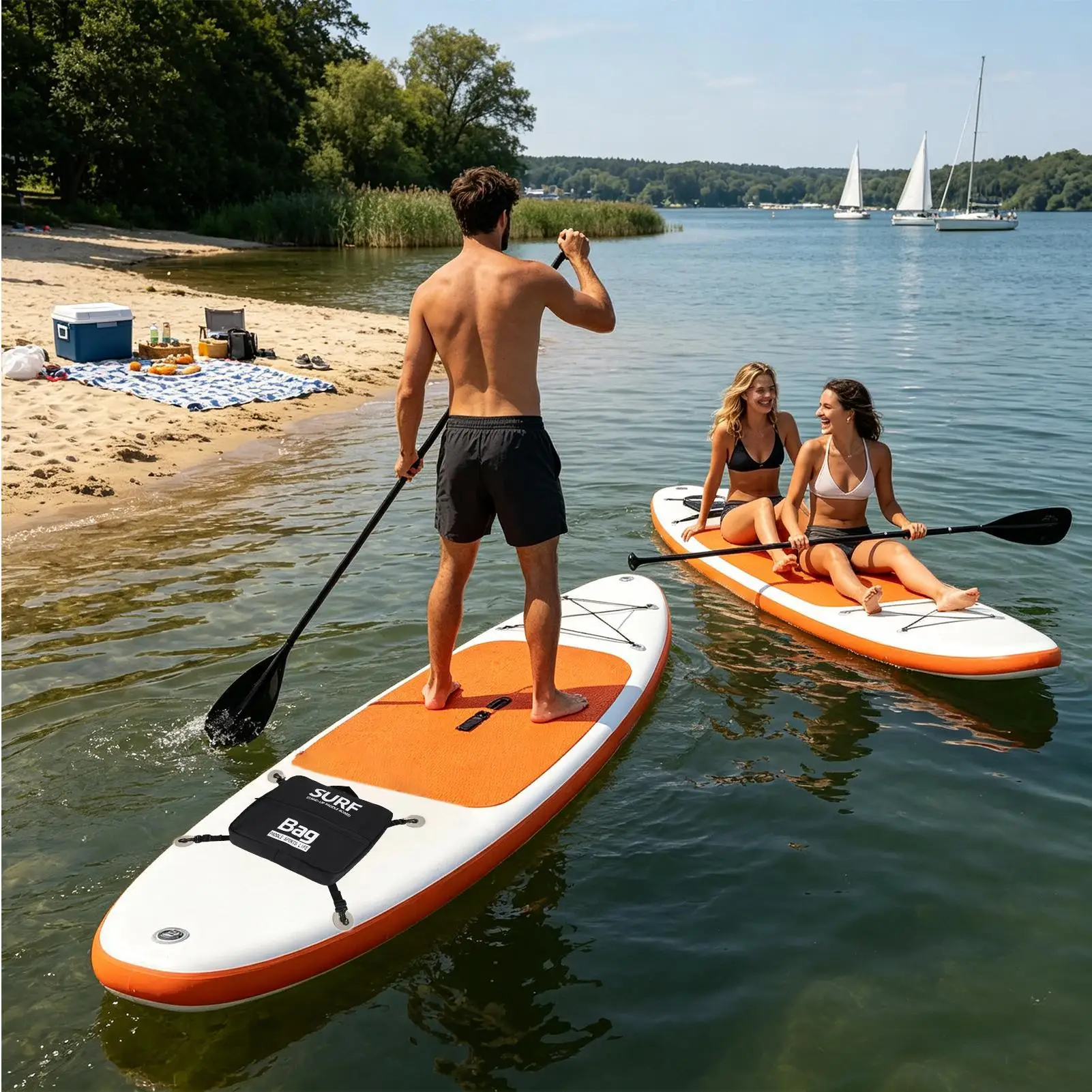 Waterproof 10L Oxford Cloth Paddleboard Cooler Deck Bag Large capacity constant strap fixed strap paddle board storage bag
