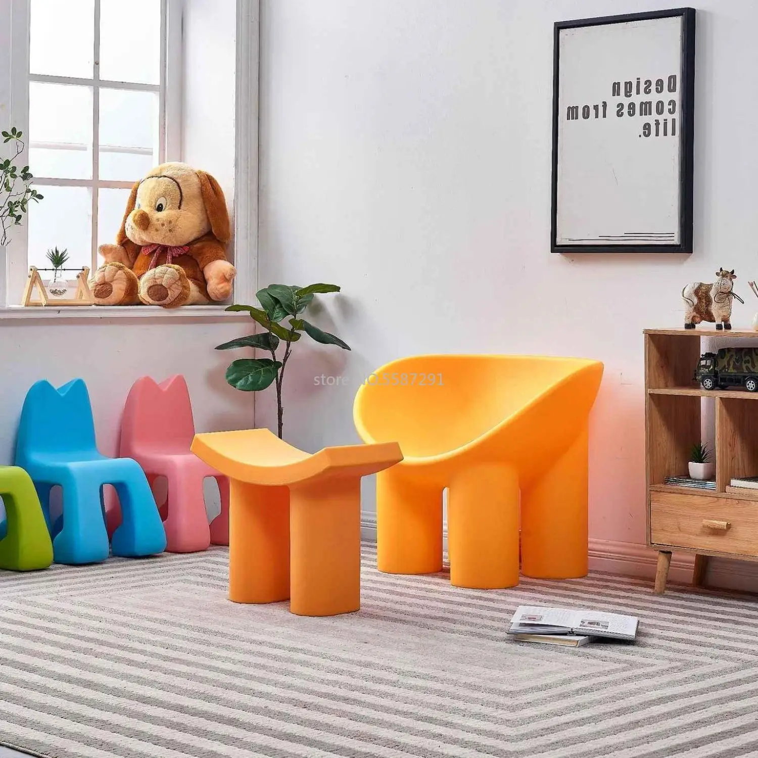 Plastic low stool home door shoe stool flying elephant stools design creative curved small stools cashmere Ottomans chair nordic