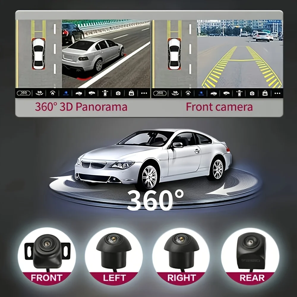 

360 ° Комплект панорамной камеры ночного видения - резервная камера AHD 1080P для автомобильных радиоприемников на базе Android, левая и правая передняя задняя 4-сторонняя камера