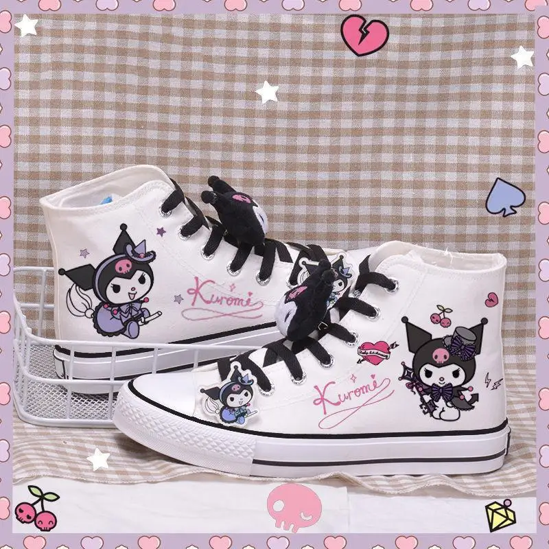 New Sanrio My Melody Kuromi Cute Lolita Cartoon Printed Canvas Women Shoes for Student Kawaii Women's Sneakers Vulcanize Shoes