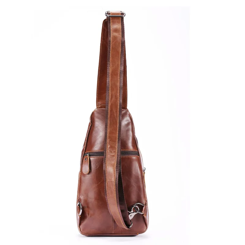 Men Leather Sling Bag Purse Waterproof Crossbody Chest Bag Sling Backpack One Shoulder Bag