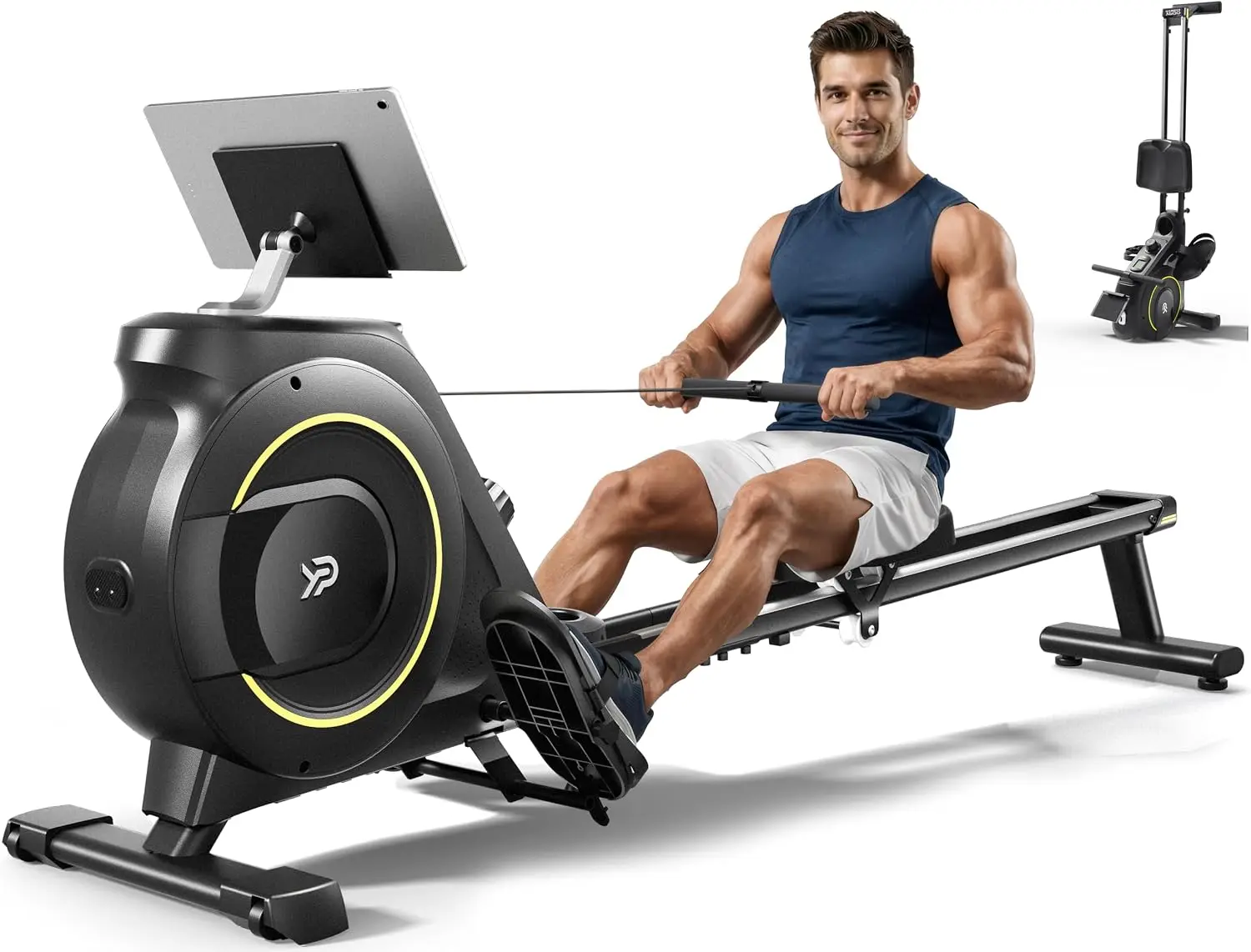 Rowing Machine for Home, 350 LB Capacity, 16-Level Silent Resistance, Magnetic Rowing Machines for Home Foldable, Full-Body Work