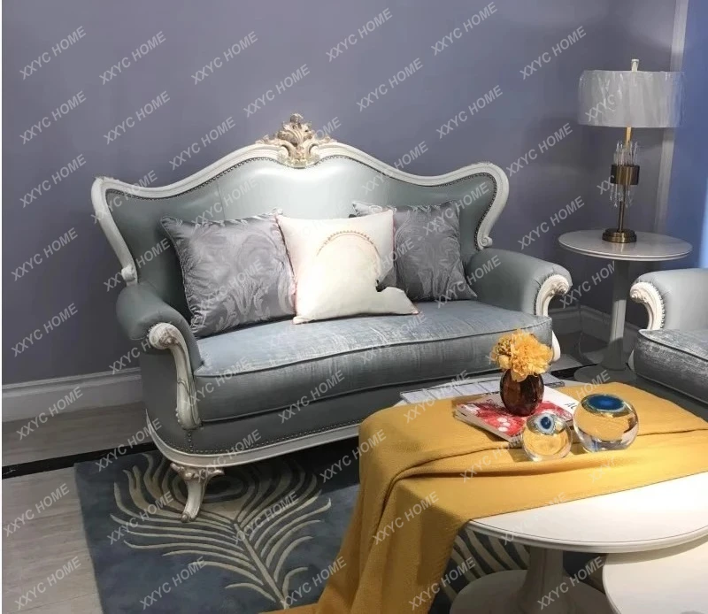 

Диван из цельного дерева из воловьей кожи, французский диван из кожаной ткани, комбинированный диван для европейской гостиной, большой, средний и маленький диван для квартиры