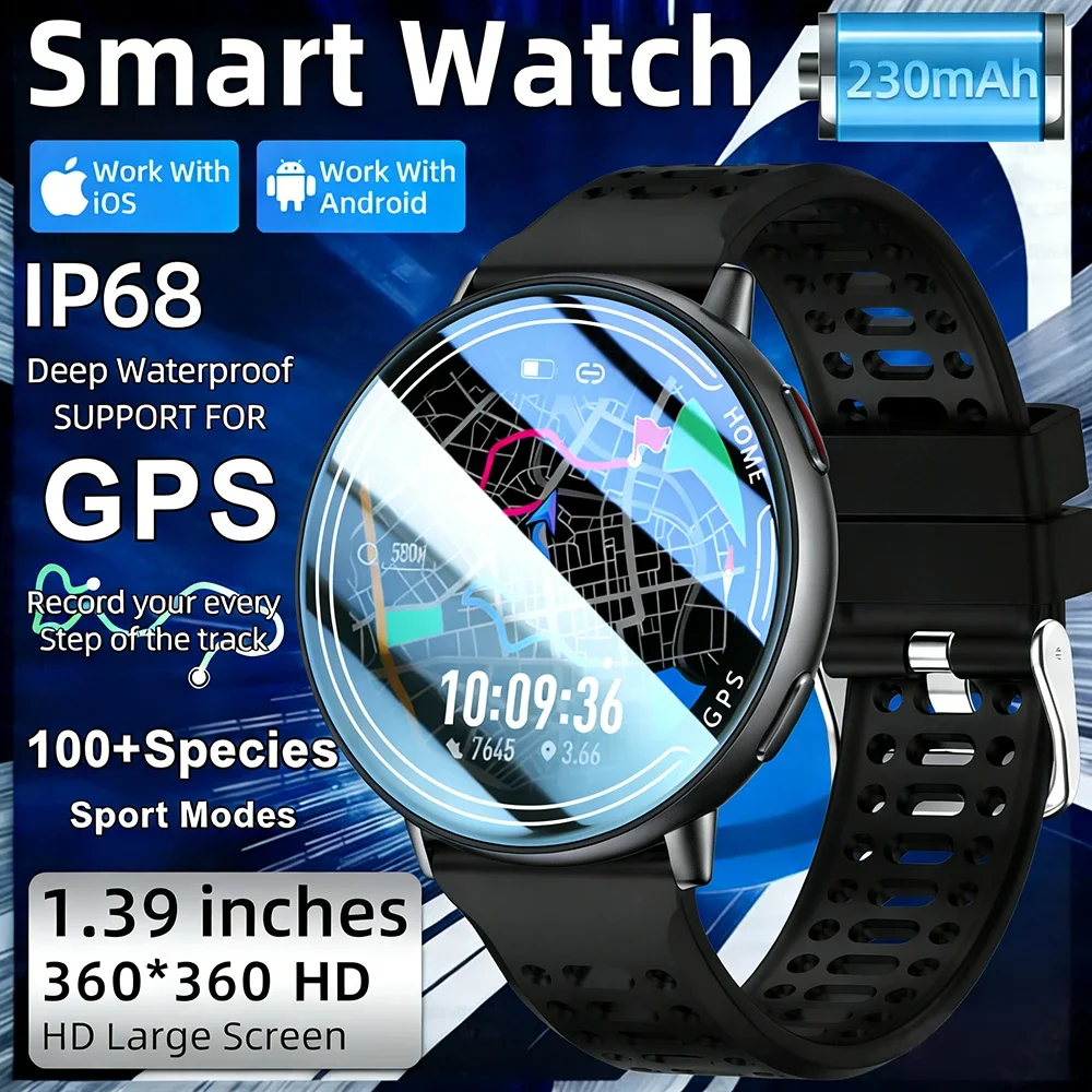 

LIGE GPS Смарт-часы Мужчины Женщины Ответ на вызов 1,39 "HD Фитнес-часы Монитор сердечного ритма сна 100+ Спортивные водонепроницаемые часы