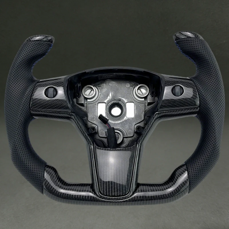 

F1 Style Steering Wheel for Tesla Model 3 Model Y 2019 2021 2020 with Perforated Leather Sports Wheel Drop Shipping New Design
