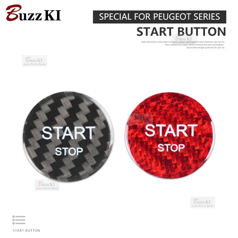 For Peugeot 408 308S 508 C4 4008 5008 Car Engine Start Stop Button Cover Real Carbon Fiber Sticker