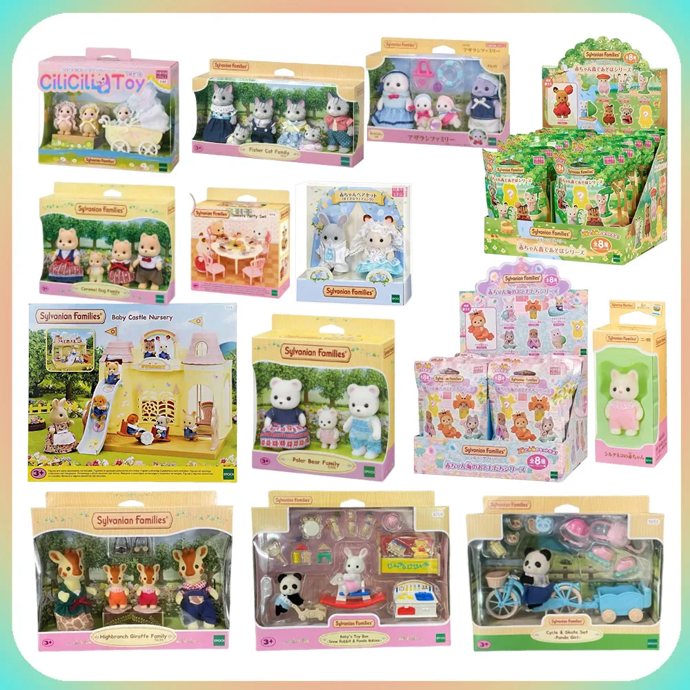 Sylvanian Families Anime Figures 2024 Sylvanian Family Action Figures Siberian Baby Family Toy Kawaii Room Ornaments Girls Gifts