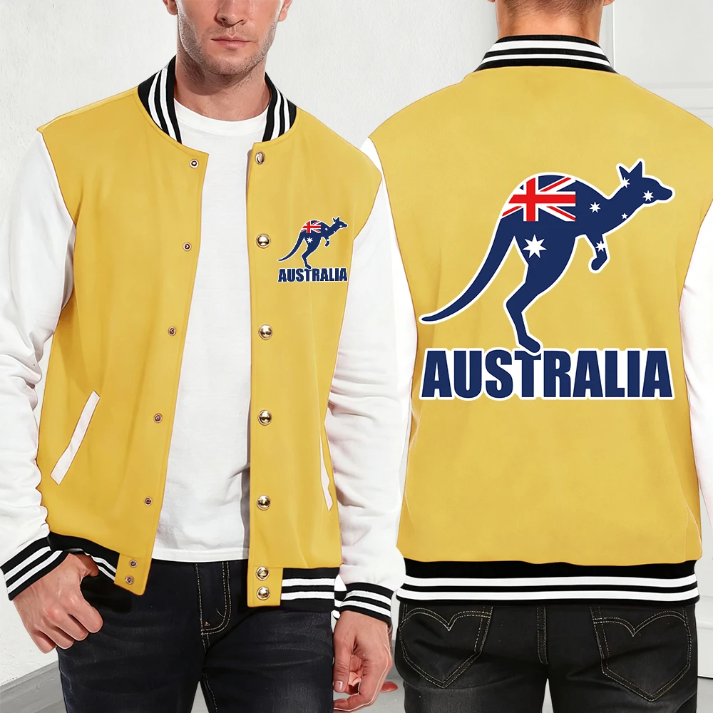 

Австралийские мужские куртки с принтом кенгуру, базовые хлопковые бейсбольные майки с карманами, зимние флисовые теплые пальто, уличная мужская уличная одежда