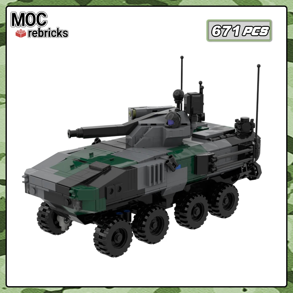 

MOC военная серия, боевая машина-амфибия, бронированная переноска, сборка, строительный блок, модель головоломки, кирпичи, игрушки, детские подарки