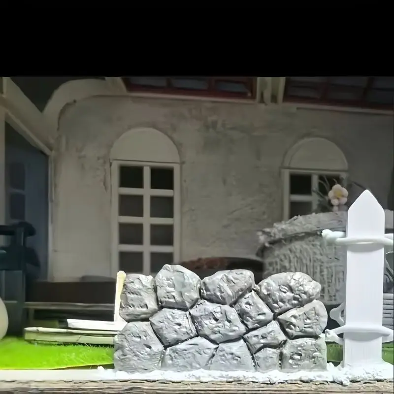 

15pcs Miniature Stone Wall Resin Models Architectural Scene Decorations for Model Gardens And Miniature Landscapes Fence Decor