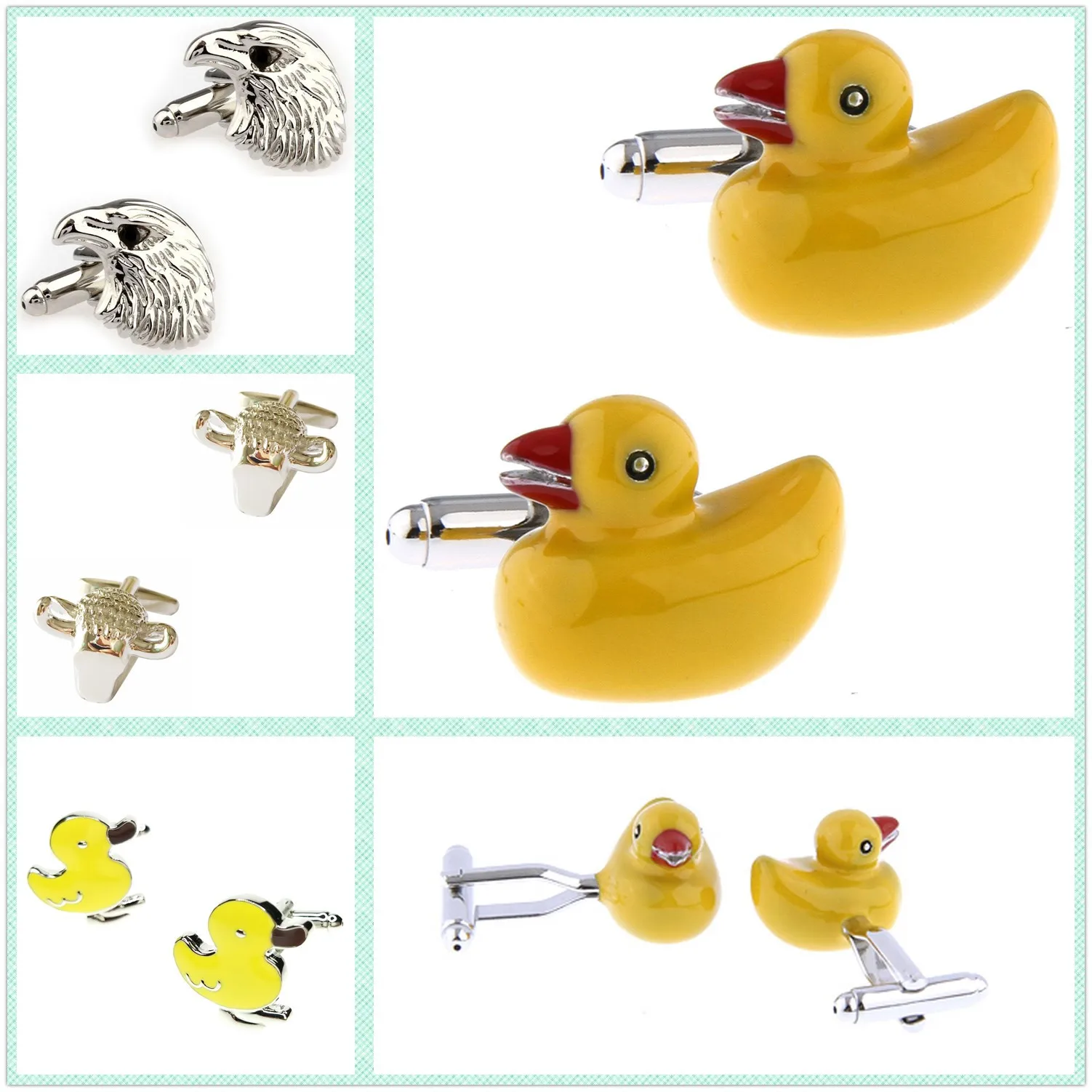 

4 Models Wholesale Fashion Animal Cufflinks Men Cuff Links Duck Bird 50 Pairs