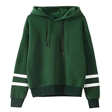 Double Bar Blank Hoodie-Sweatshirt für Damen, lang, Sve Street Sle, Polyester, Frühlingsfaion, lässig, bequeme Passform