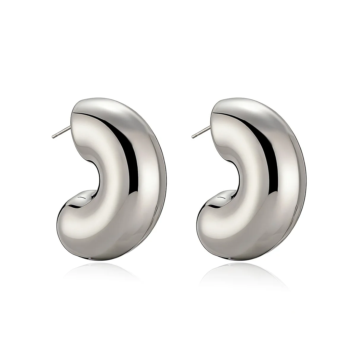 GANPUP Hochwertige, glatte C-förmige Ohrstecker für Damen, modischer neuer Ohrschmuck, Geschenk für Partys, серьги женские – Detail 6