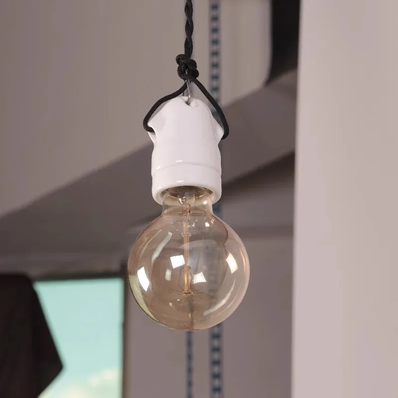E27 E26 Portalampada in ceramica vintage con gancio Portalampada Edison impermeabile per lampadine ad alta temperatura, illuminazione fai da te da tavolo a parete
