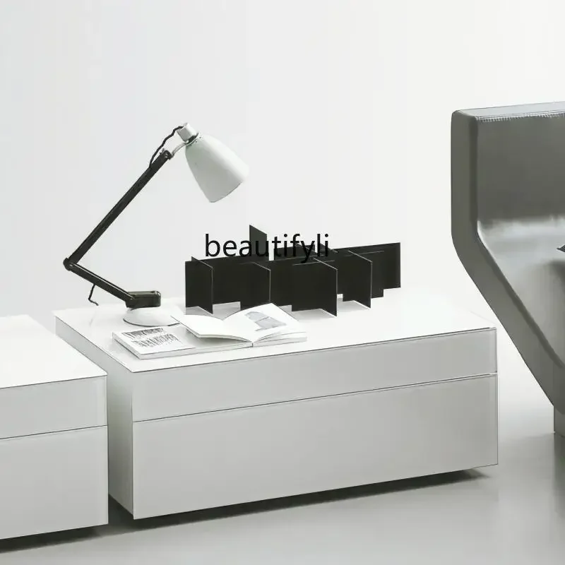 57 Italian minimalist six-chest cabinet solid wood drawer storage porch cabinet bedroom glass dining room side cabinet