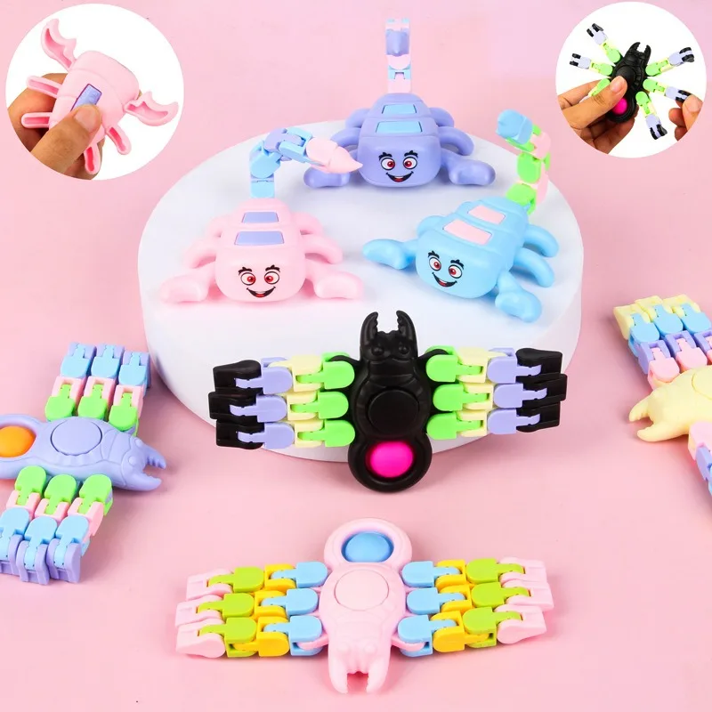 

1 шт., детские механические пауки, кончики пальцев, спиннер и трансформируемые цепи, игрушки-роботы, гироскопы, деформирующие цепи, игрушка-уменьшение