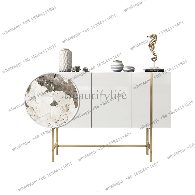 

American-style entrance cabinet light luxury paint storage modern simple high-end solid wood dining side cabinet