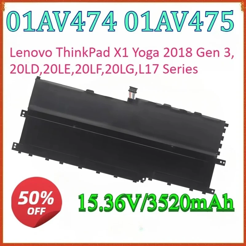 

For Lenovo ThinkPad X1 Yoga 2018 Gen 3,20LD,20LE,20LF,20LG,L17C4P71,L17M4P71,L17M4P73 SB10K97623 01AV474 01AV475 Laptop Battery