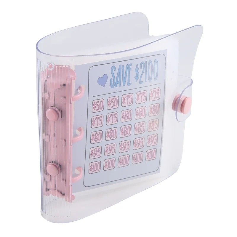 2100 Savings Challenge Binder Money Saving Challenge Мини-бюджетная папка с денежными конвертами ПВХ розовая 1 шт.