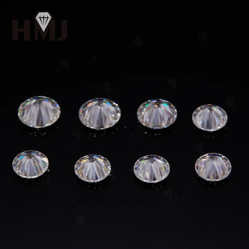 HMJ 0,1-13 Karat Moissanit-Stein, runde Form, Farbe D, Reinheit VVS1, Brillantschliff, Diamanttester-geprüft, mit GRA-Zertifikat, Perlen – Detail 35