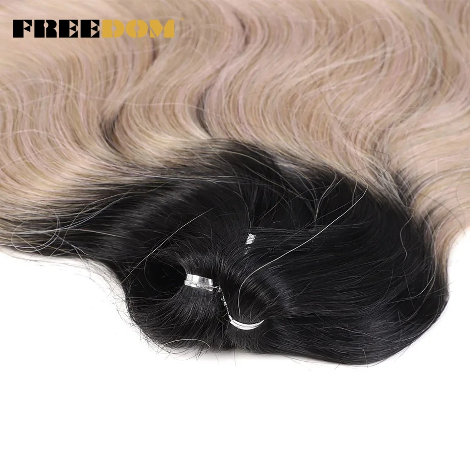 الحرية الجسم موجة كروشيه اصطناعي الشعر 24 بوصة طويلة ضفائر شعر ذيل حصان ملحقات أومبير براون أزرق أخضر وصلات شعر #4