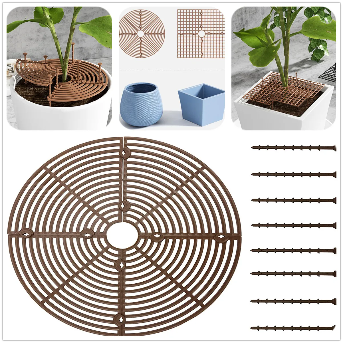 Square/round Flower Pot Grid Soil Protection Mesh Covers Cuttable Baby Safety Dog and Cat Proof Garden Home Plant Protector