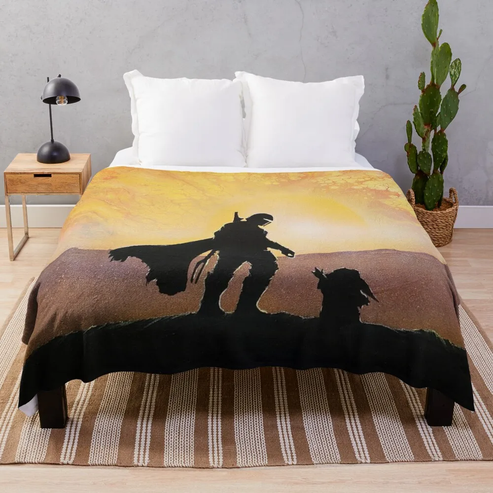 mando hunter and child canvas Throw Blanket Giant Sofa Blanket Flannels Blanket Travel Blanket blankets and blankets