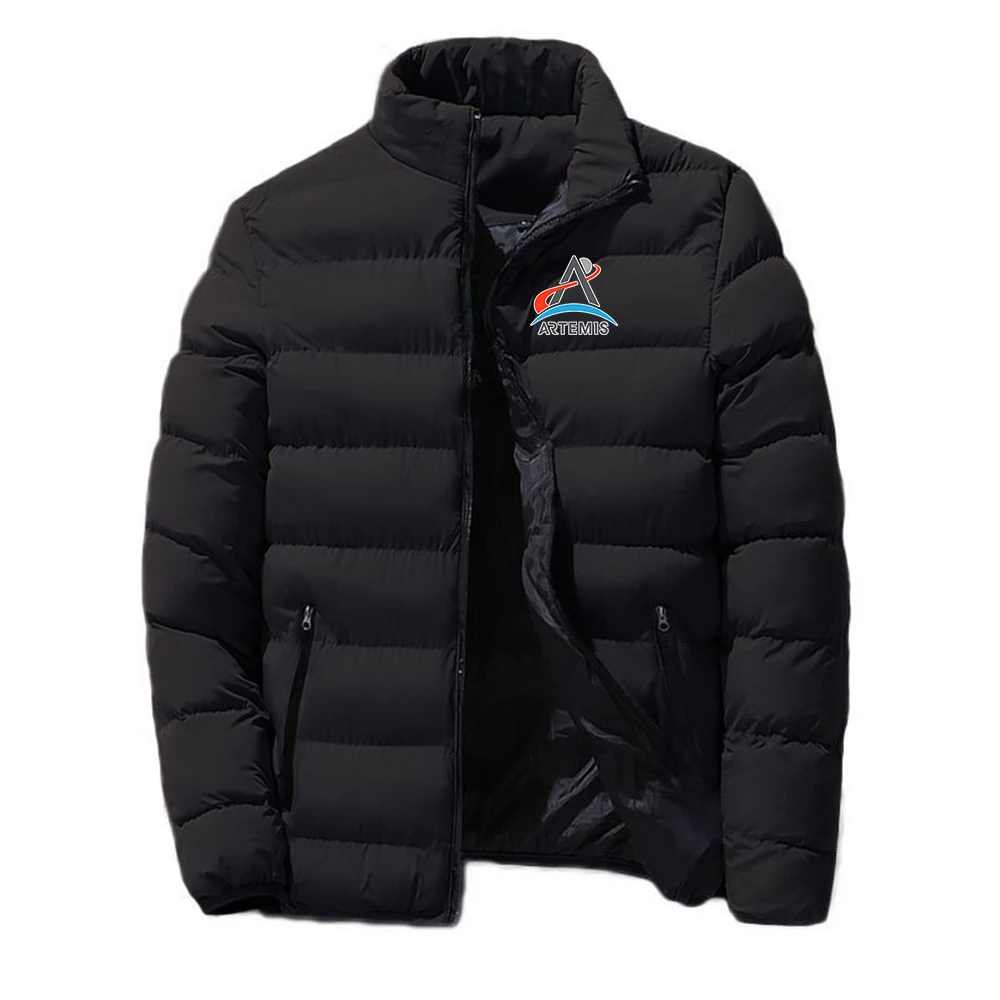 2026 Artemis Program Logo Print Autumn Winter Stand Collar Cotton Liner Jacket Mens Sports Zipper Cold Prevention Warm Down Coat