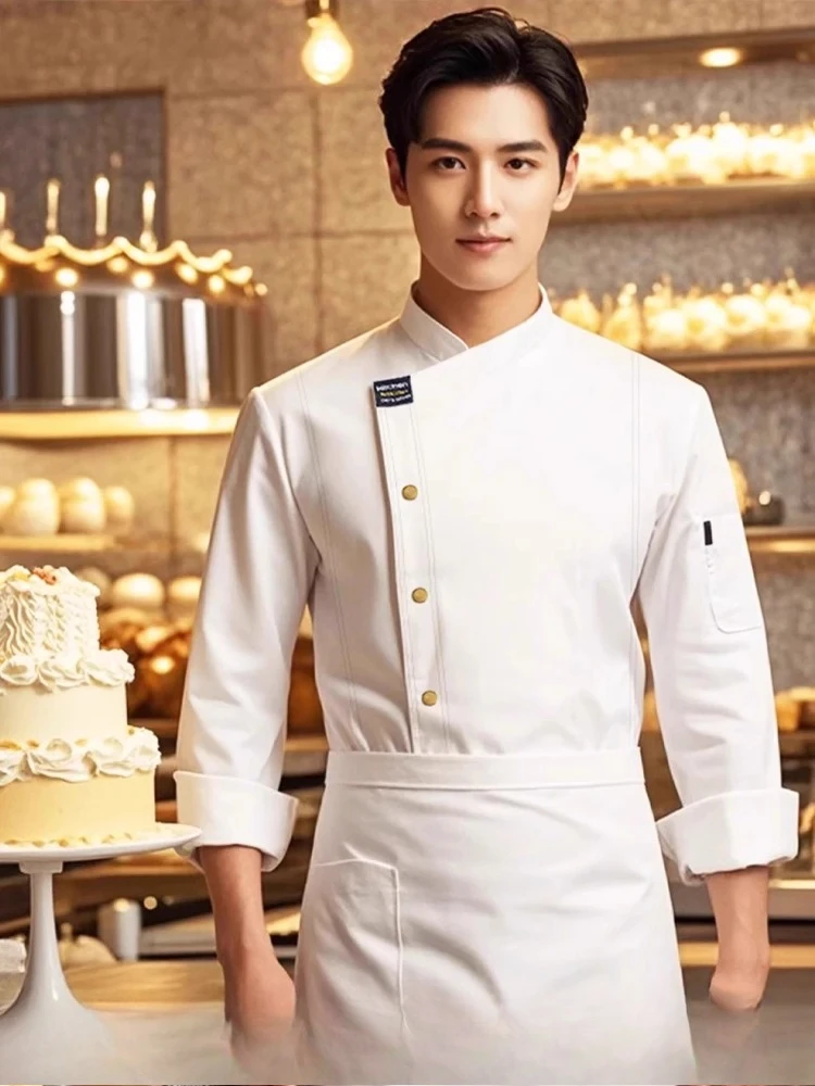 Serviço de alimentos uniforme do chef cozinha cozinhar traje restaurante cozinhar jaquetas padaria café garçonete roupas de trabalho manga longa