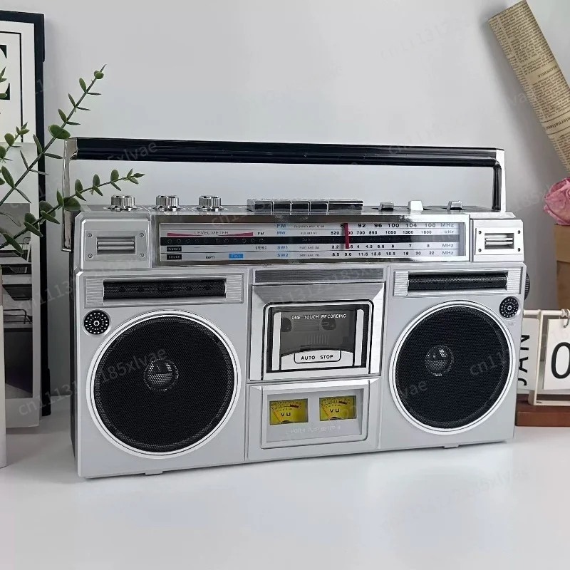 Vintage Stereo Dual-Channel Cassette Recorder with Bluetooth Function
