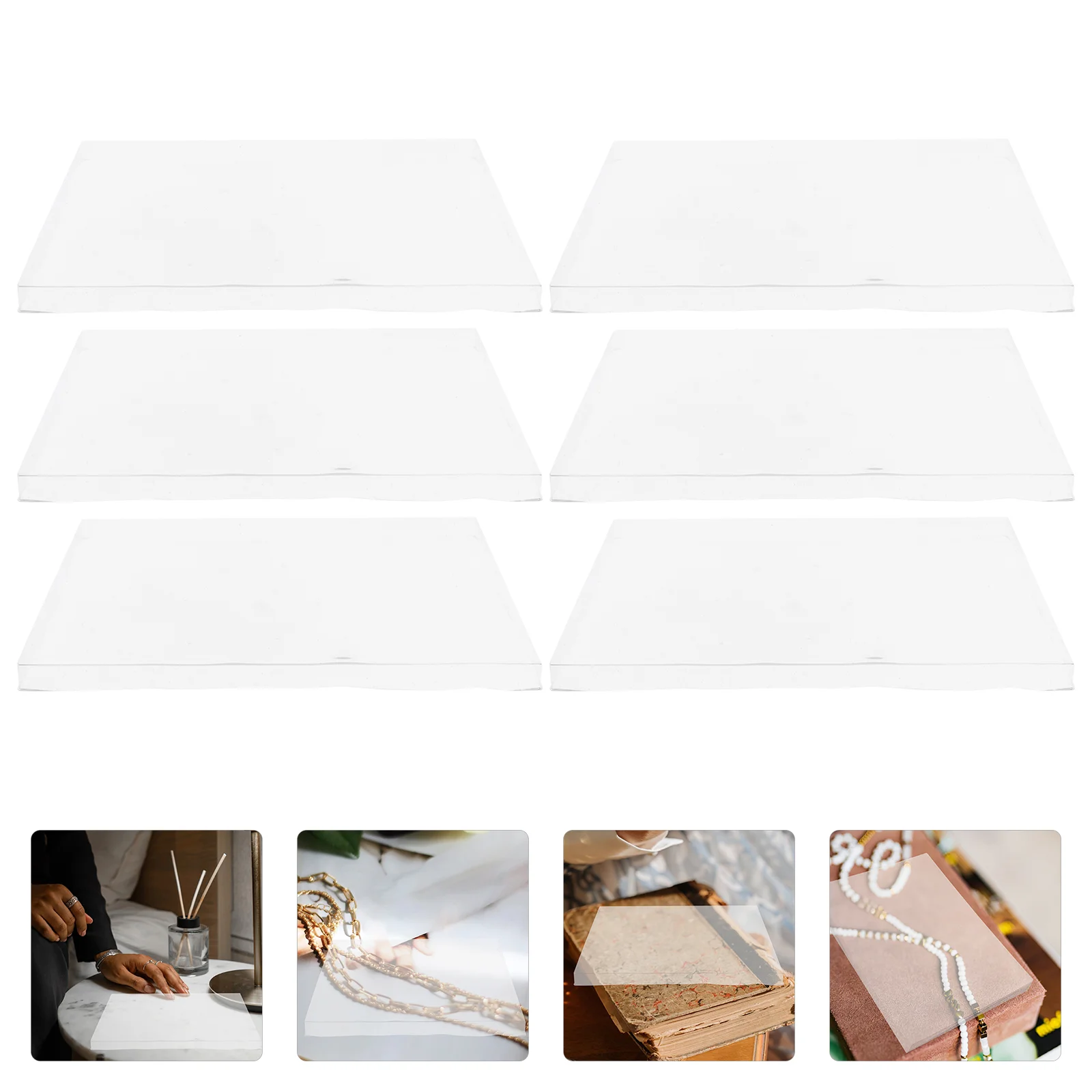 6 Pcs Dust-proof Ring Tray Jewelry Making Plastic Easel Stand Cover Transparent