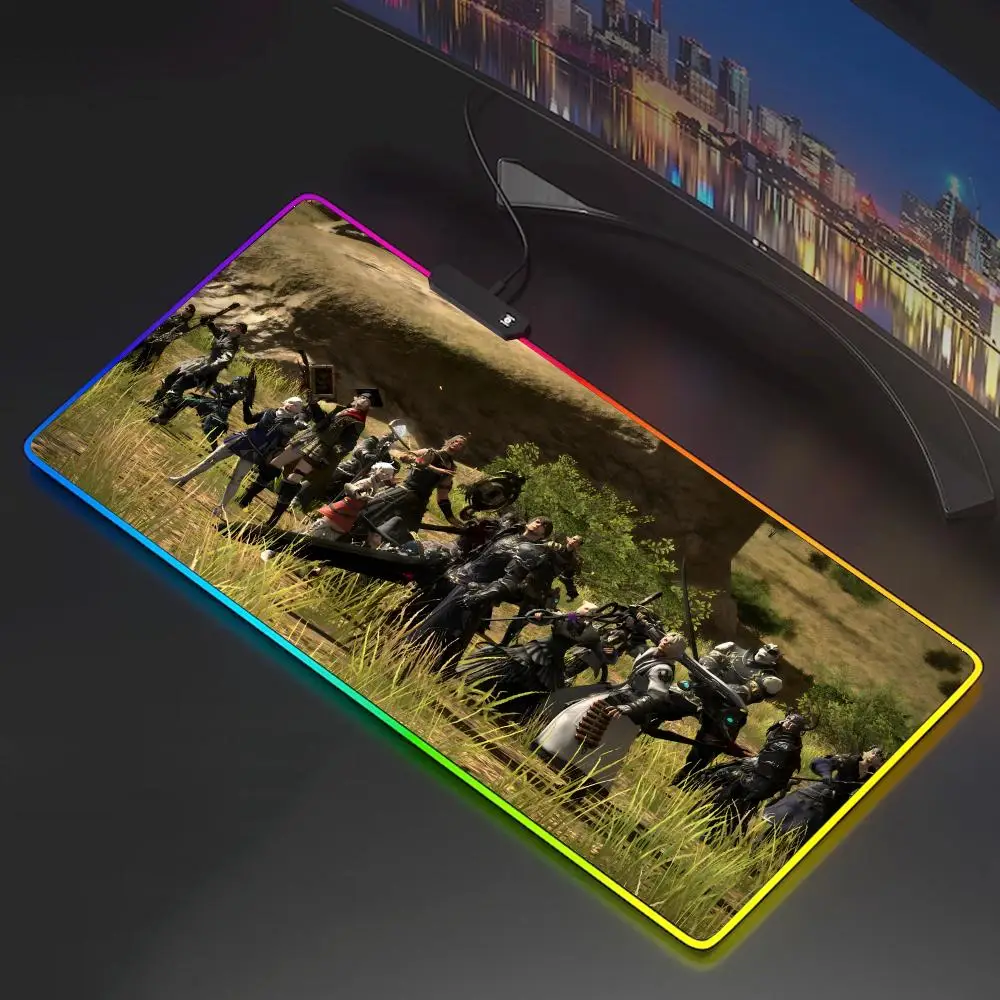 F-Final F-Fantasy XIV Mouse Pad Mouse valorant Pad With Backlight Deskmat Anime Mousepad Gamer Desk Computer Mouse Pad
