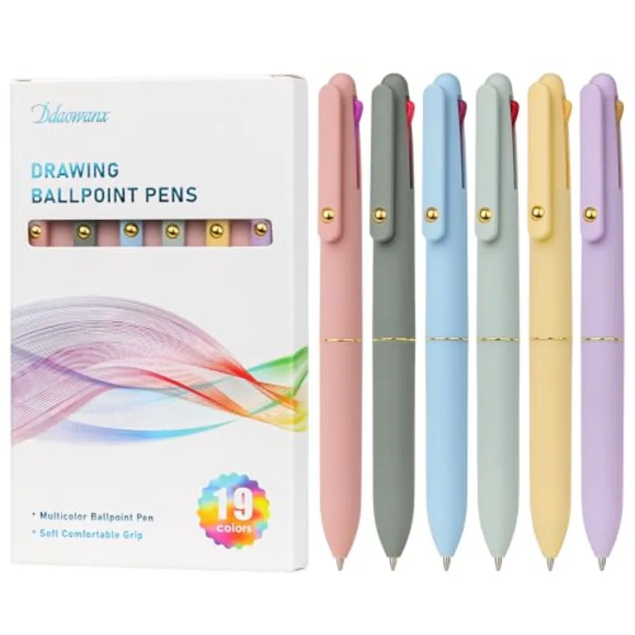 

Multicolor Pens 6 Pack, 4-in-1 0.5mm Colored Ballpoint Pen, 19 Colors Retractable Multicolor Ink Pen, Nurse Accessories for Wor