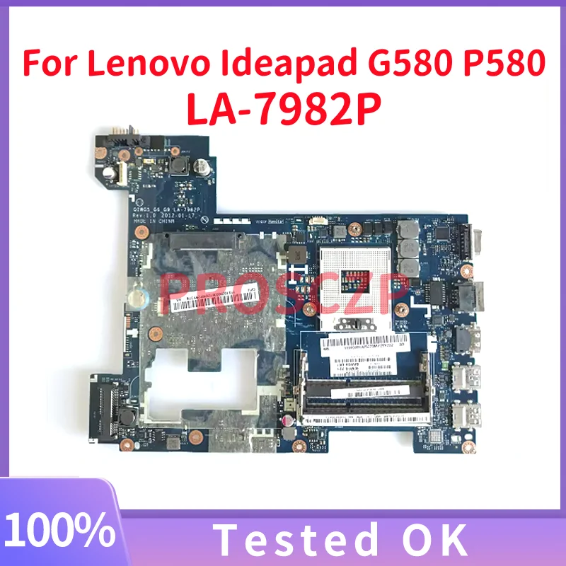 Placa Base para Laptop Lenovo P580 G580 N580 QIWG5 G6 G9 LA-7982P, HM76 GMA HD DDR3, con CPU Incluida, 15.6 Pulgadas, 100% Probada