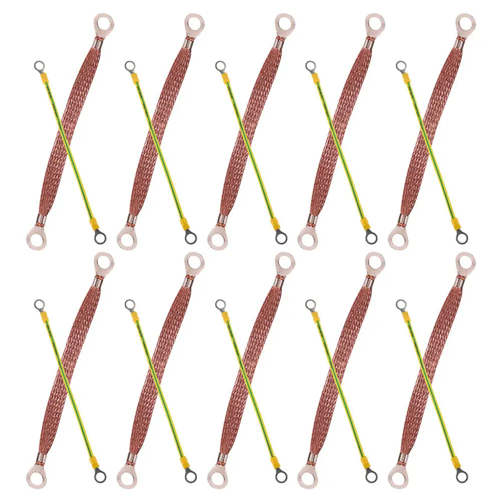 

20 шт. универсальных автомобильных заземляющих проводов с медной оплеткой и кольцами для электрической системы двигателя