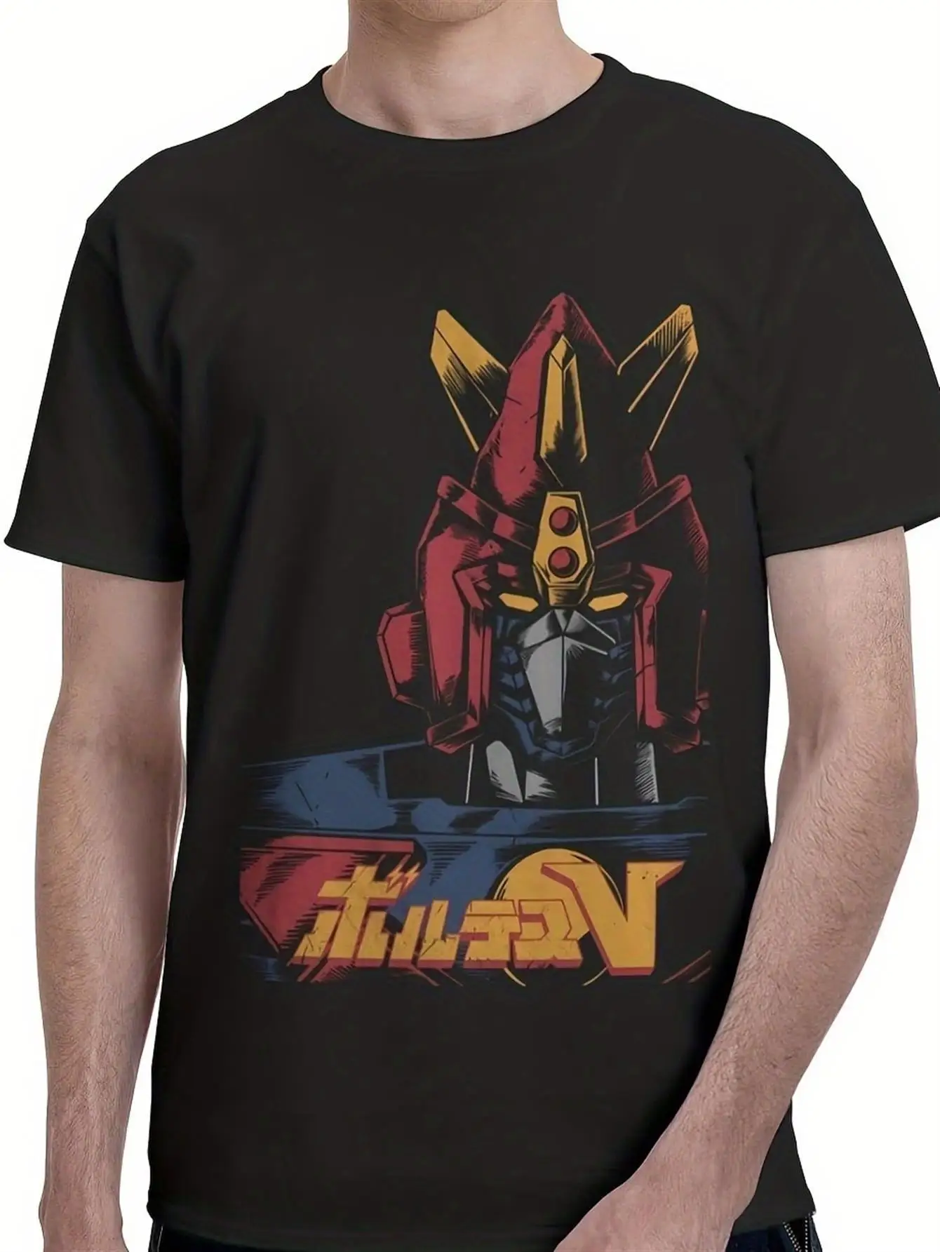 

Футболка Anime Voltes V, мужская летняя хлопковая футболка, удобные топы с круглым вырезом и короткими рукавами, 180 г