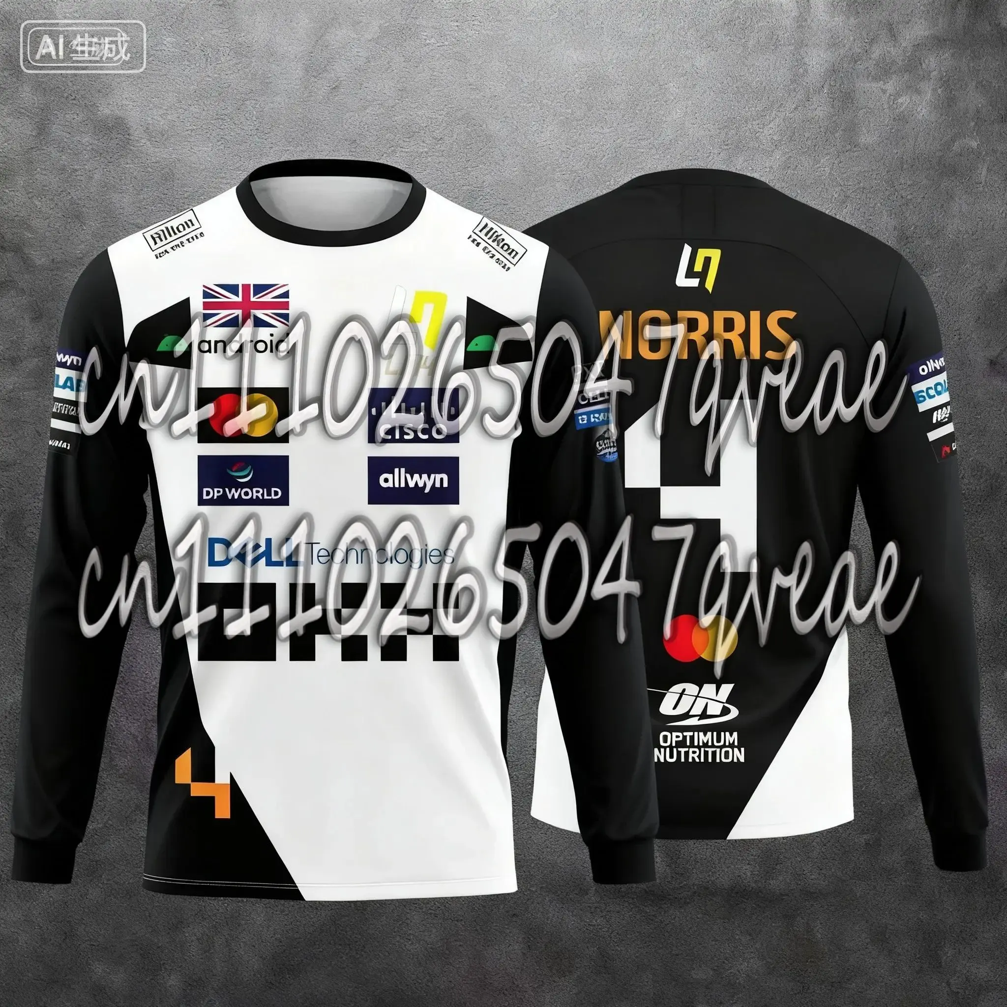 Lando Norris NO.4 2026 New Racing Style Long Sleeved T-shirt, Extreme Sports Racing Suit, Breathable Long Sleeved Sportswear