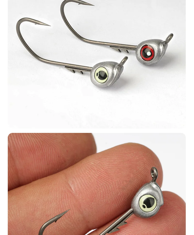 Angeln Stumpfwinkel Haken NED Jig Kopf Rand Ecke Form Angelhaken Schwarz Pit Köder Bass Mandarin Angelhaken Lot 10 Stück VERKAUF – Detail 4