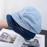 Vintage Women Denim Beret Octagonal Hats Classic Washed Cotton Newsboy Caps Beret Hat Flat Brim Female Spring Painter Berets Cap