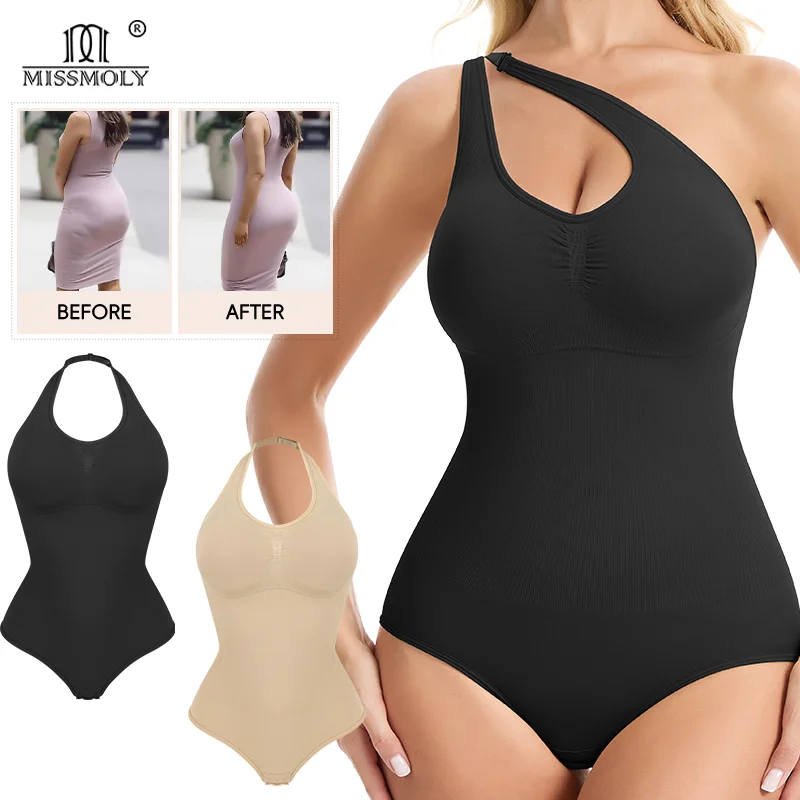 Body de mujer con efecto push-up, diseño halter, espalda descubierta, faja moldeadora, sexy, control de abdomen, levanta glúteos, ropa interior con relleno extraíble y tirantes.