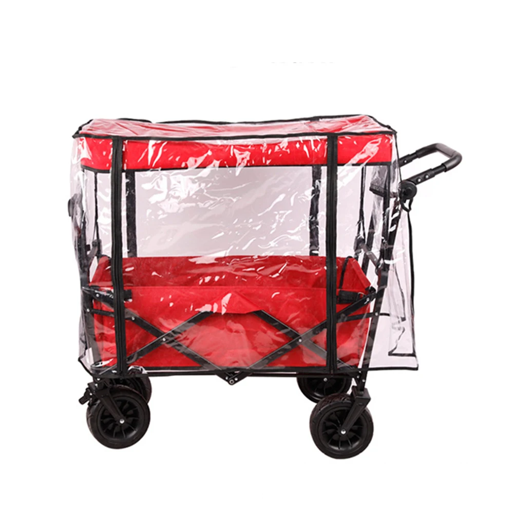 

Heavy Duty Rain Cover for Camping Trolley Wagon Stroller Cart Made of Waterproof Transparent PVC with Double Zippers