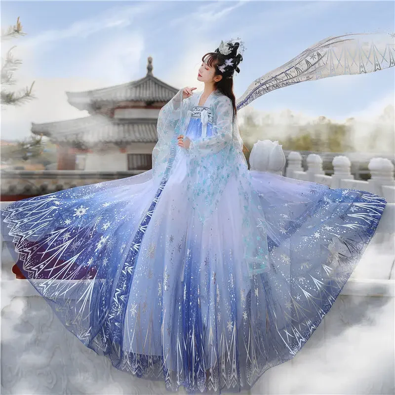 2024 Carol Star Sequins Gradient Shimmering Women Gown Set Traditional Chinese Dress Hanfu Prom Formal Birthday Christmas Gift